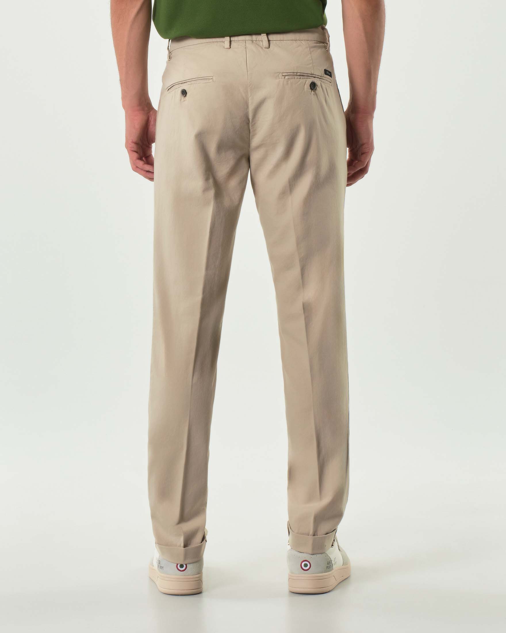 Pantalone Powell chino Levanto beige in canvas di cotone stretch