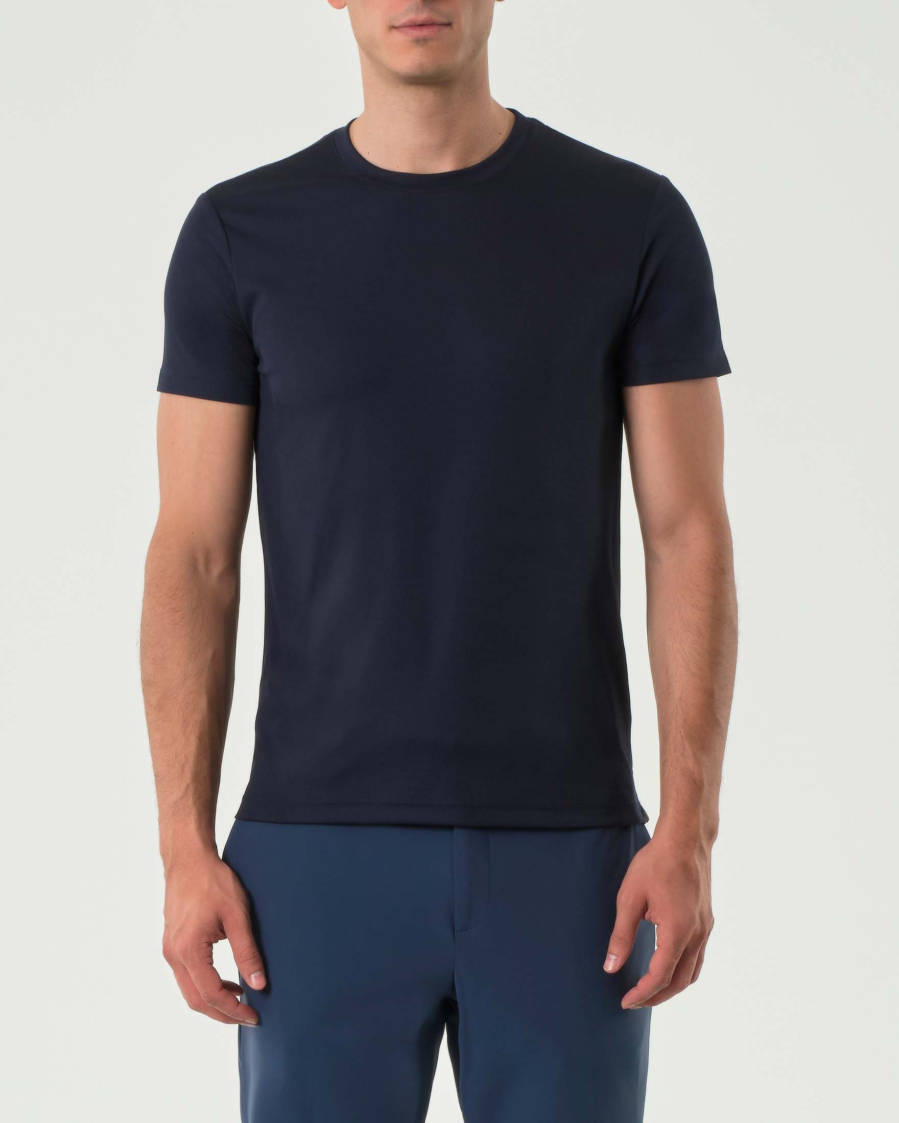 T-shirt Re-Do It blu tinta unita in tessuto tecnico stretch