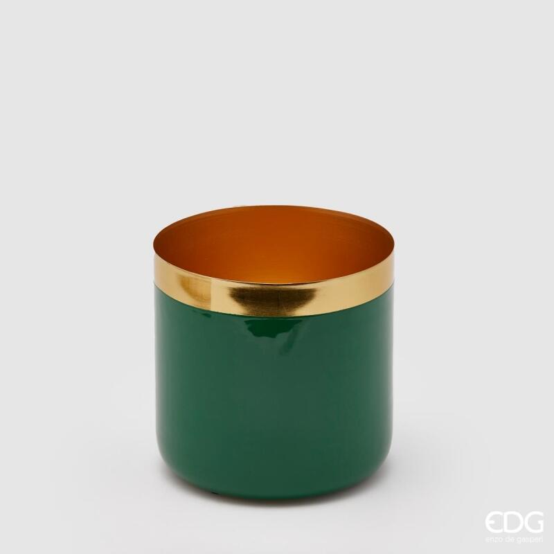 Vaso in Metallo Charm Bicolor Verde-Oro d.18 h.17,5 Edg