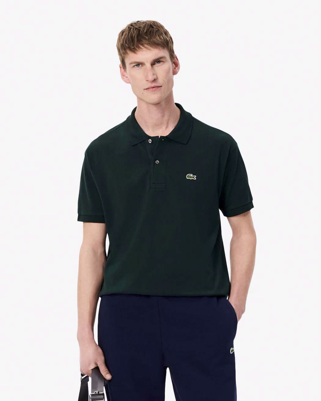 Polo Lacoste verde scuro classic fit L.12.12 in petit piqué