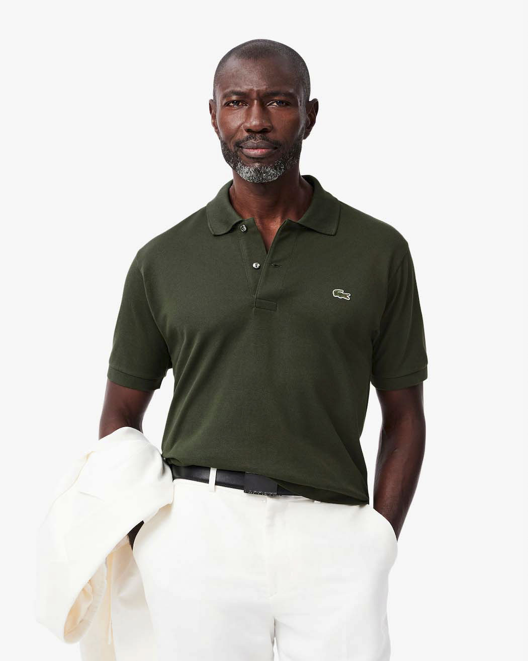 Polo Lacoste verde bosco classic fit L.12.12 in petit piqué