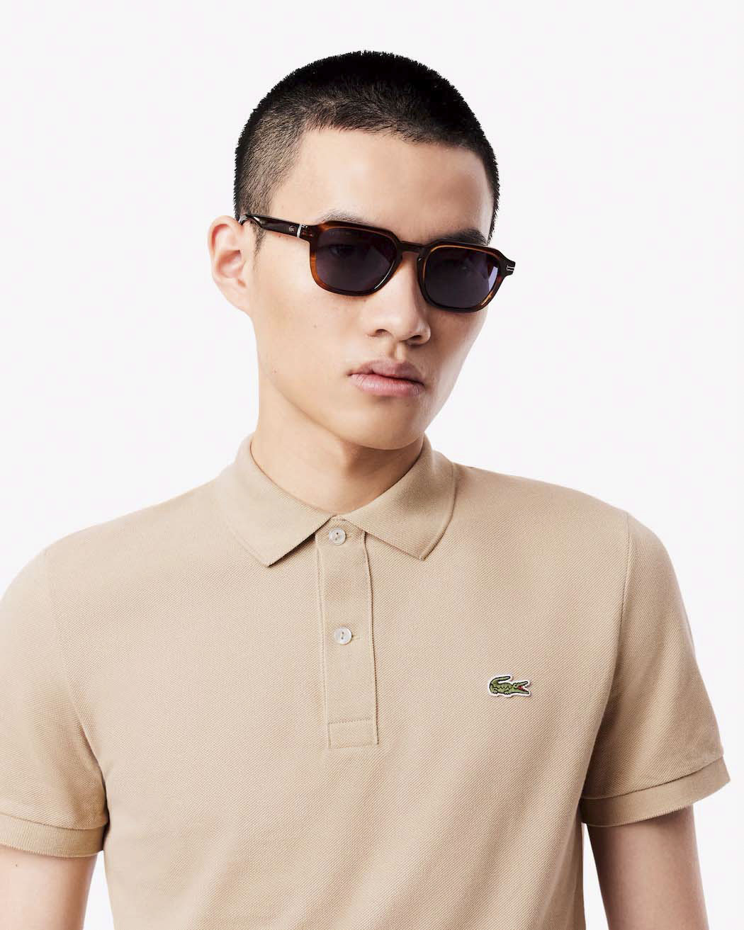 Polo Lacoste sabbia slim fit PH4012 in petit piqué