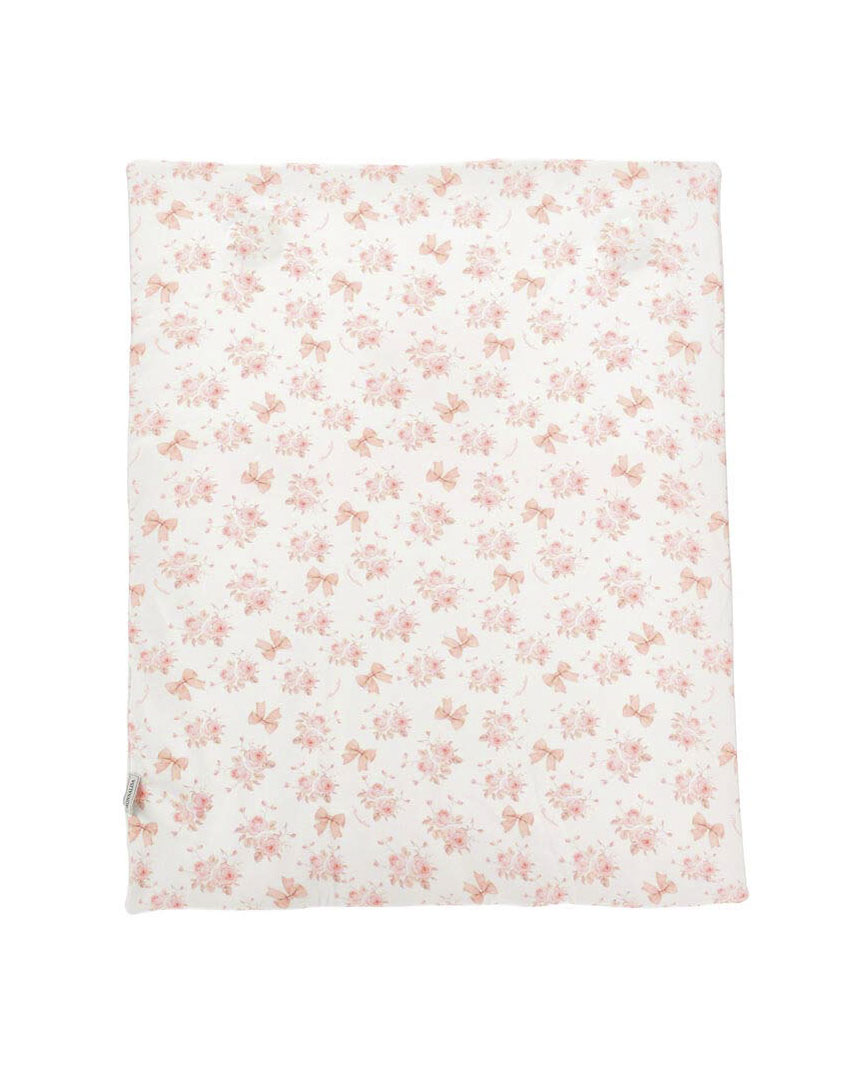 Copertina Monnalisa avorio con fantasia cagnolino e rose in puro cotone