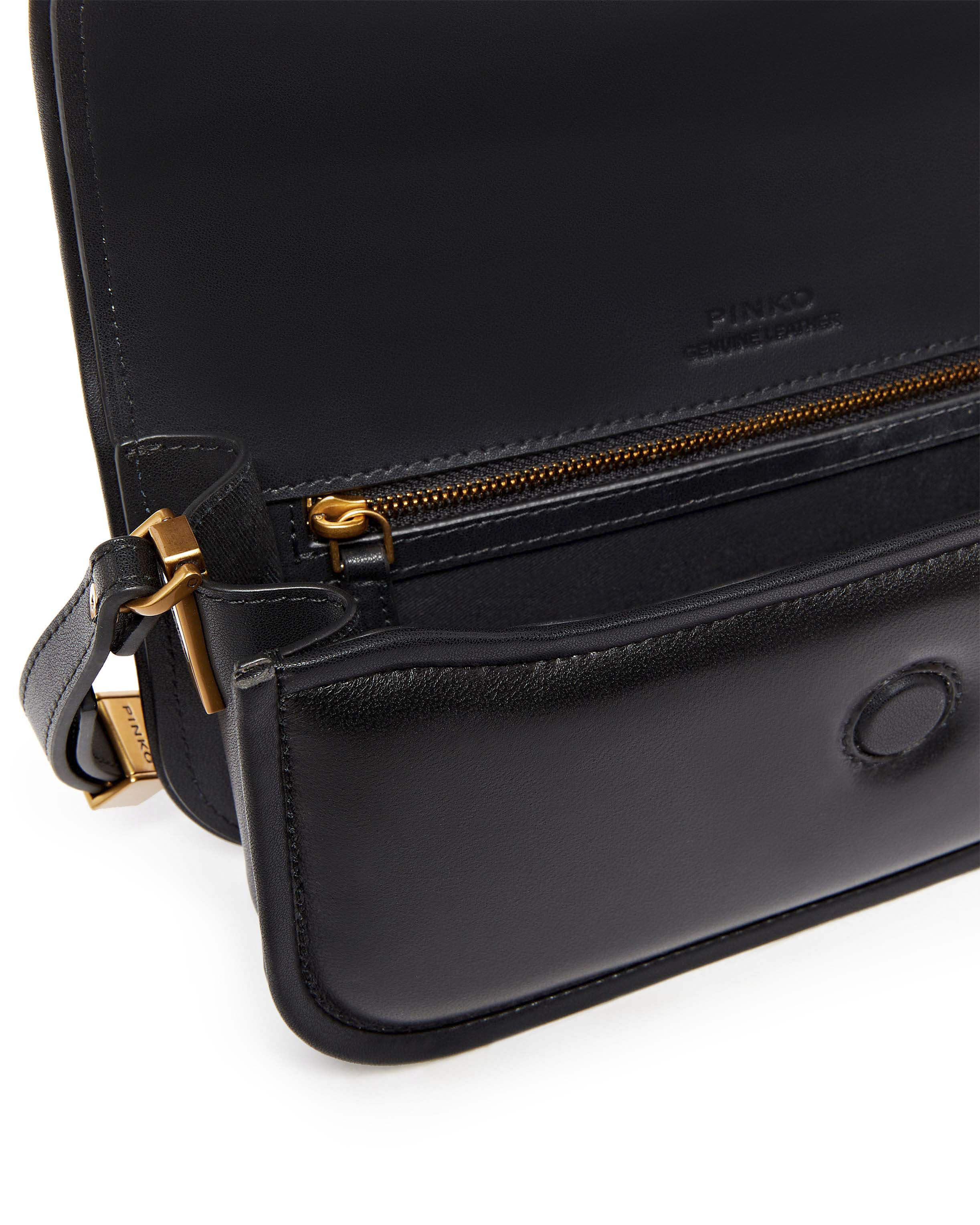 Borsa nera a tracolla Pinko con chiusura a patta e fibbia Love Birds image