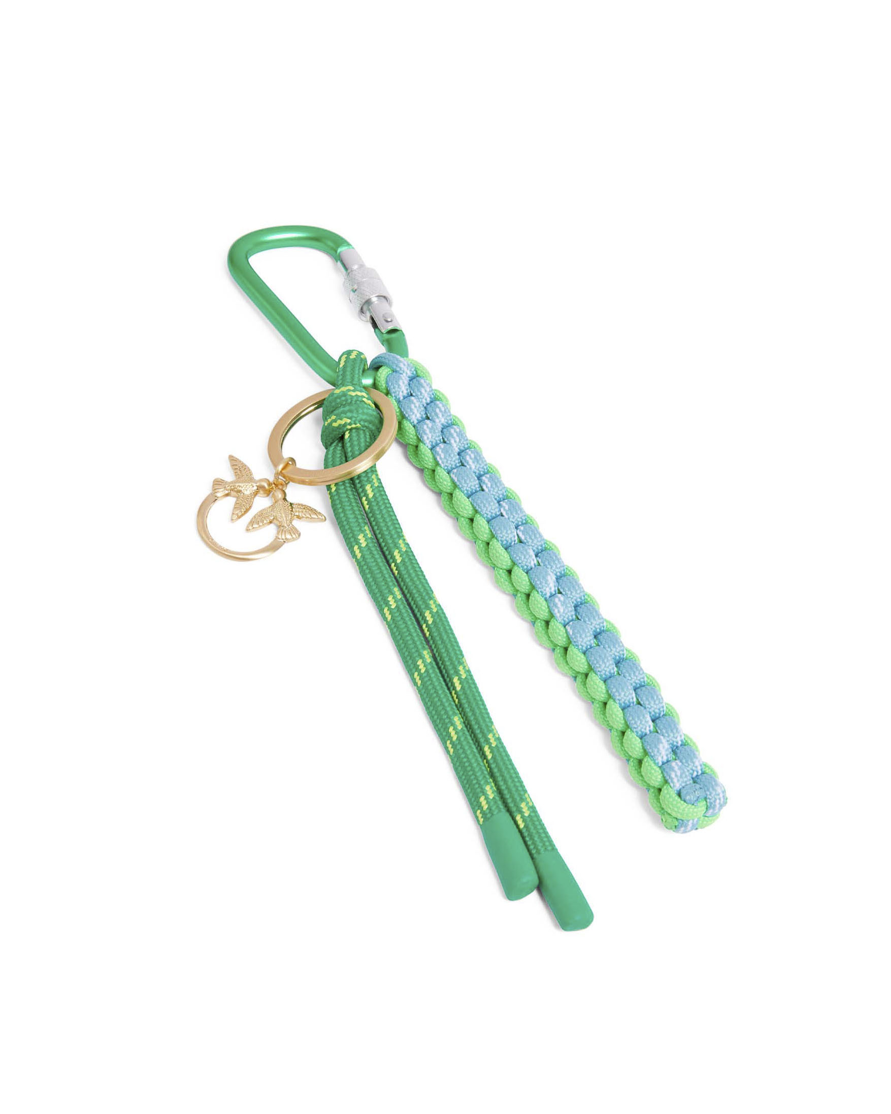 Portachiavi Pinko scooby doo verde fluo e azzurro con moschettone e charms Fly Birds dorato image