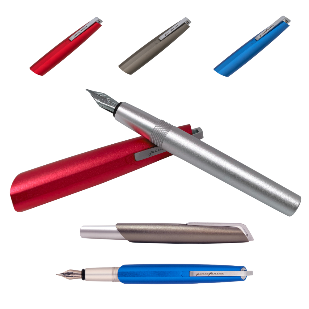 Pininfarina PF GO Fountain Red Blue Titanium – Penna Stilografica in Alluminio con Pennino in Acciaio