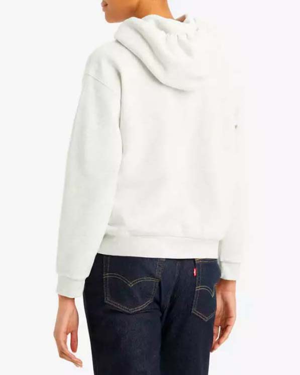 Felpa grigio chiaro melange Levi's® in misto cotone felpaco con cappuccio e logo ricamato image