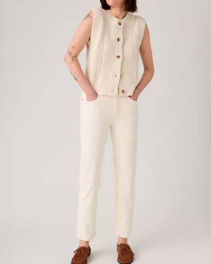 Pantaloni Levi's® bianchi 501 cropped in cotone stretch dalla linea straight