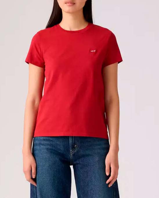 T-shirt rossa Levi's® in cotone con micro logo Batwing ricamato sul petto