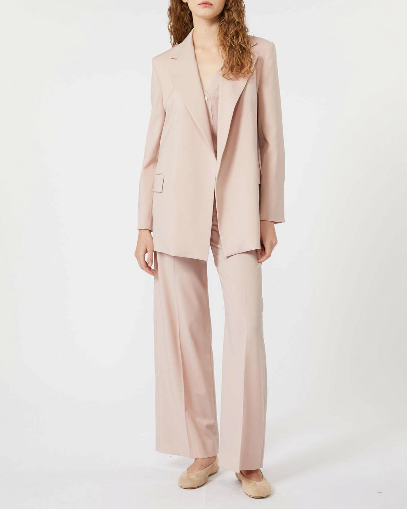 Suit Pantaloni Eleganti Max Mara Pantaloni Palazzo Rosa Cipria