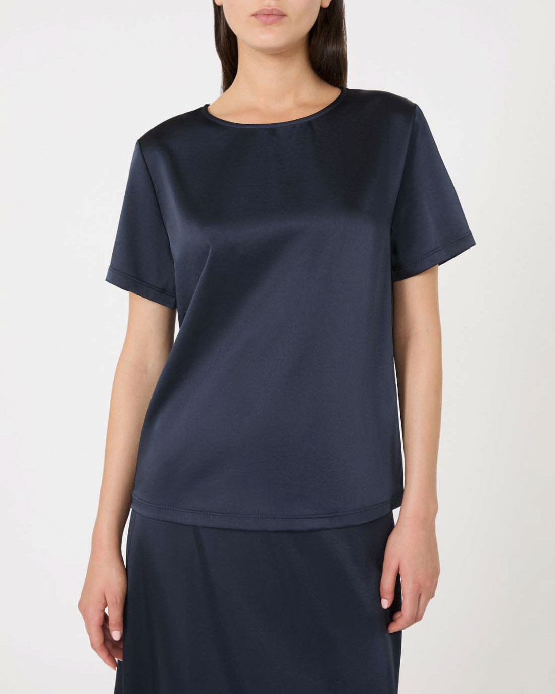 Blusa blu in raso con retro in misto viscosa Weekend con maniche corte