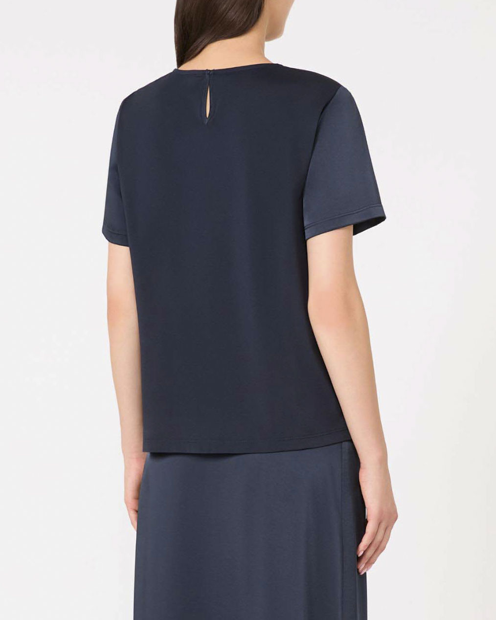 Blusa blu in raso con retro in misto viscosa Weekend Max Mara con maniche corte image