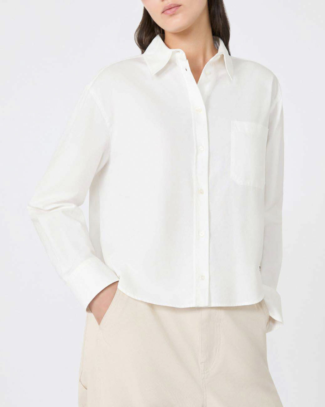 Weekend Max Mara — Camicia bianca Weekend Max Mara in Oxford di cotone con logo ricamato sul fondo