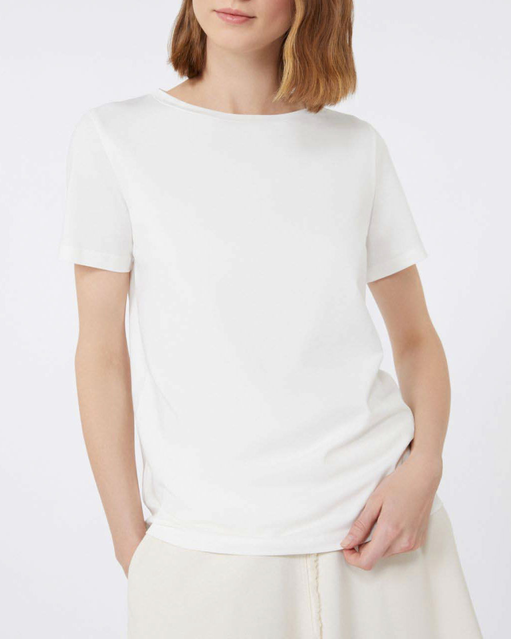 T-shirt bianca in cotone stretch Weekend con maniche corte