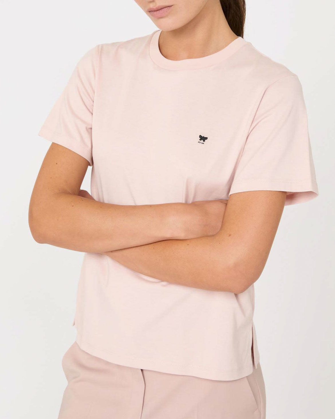 T-shirt rosa cipria in cotone Weekend a maniche corte con micrologo a contrasto