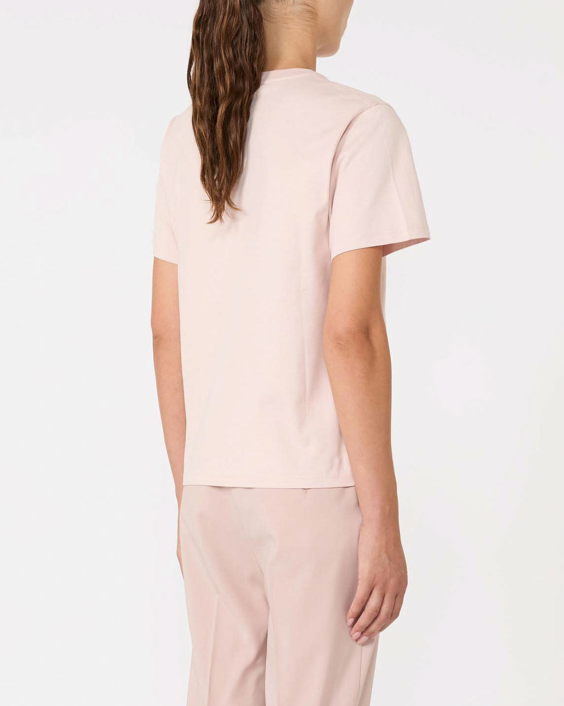 T-shirt rosa cipria in cotone Weekend Max Mara a maniche corte con micrologo a contrasto image