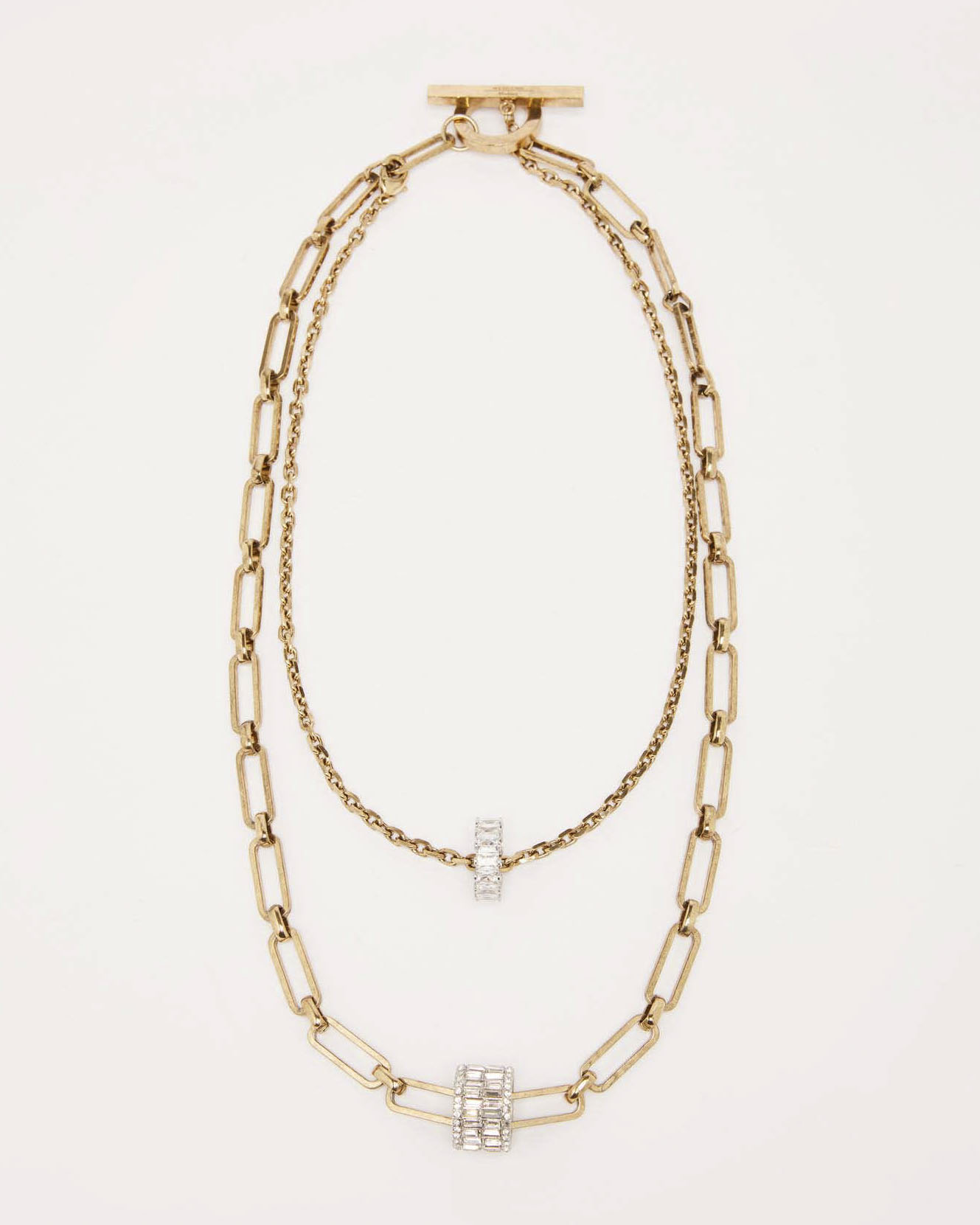 Colla lunga a doppia catena dorata Weekend Max Mara con motivo in strass