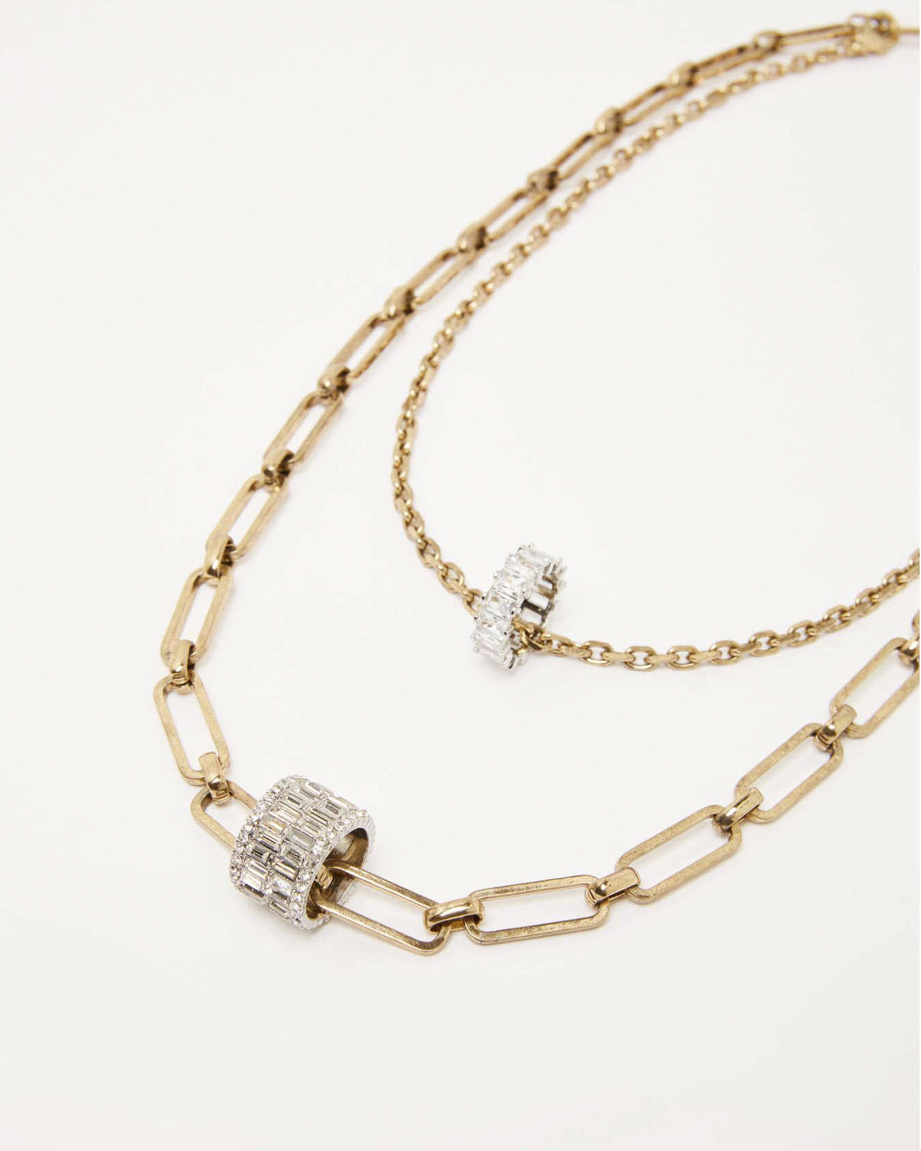 Colla lunga a doppia catena dorata Weekend Max Mara con motivo in strass