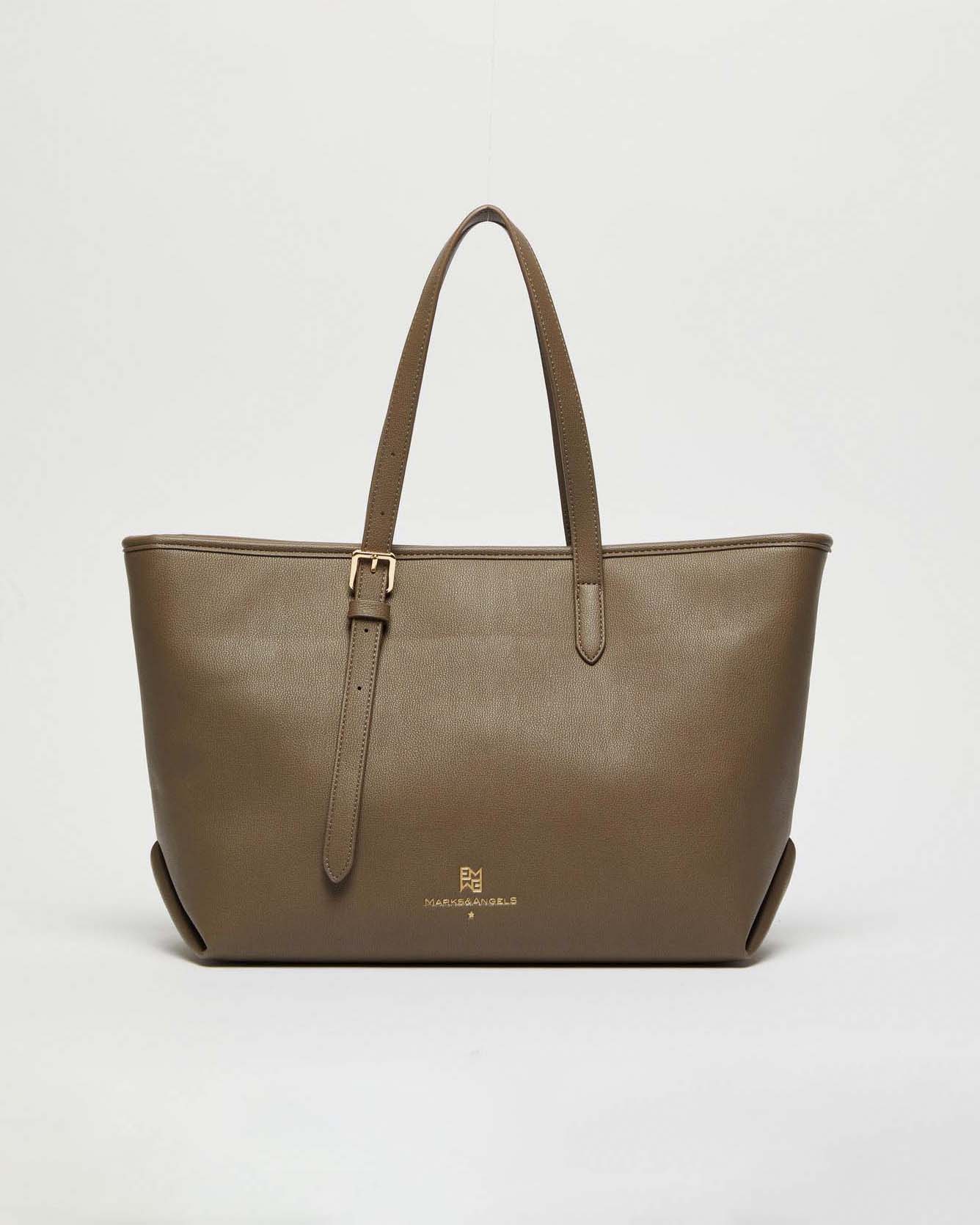 Maxi shopper Emme Marella in similpelle taupe con pochette abbinata e manici regolabili