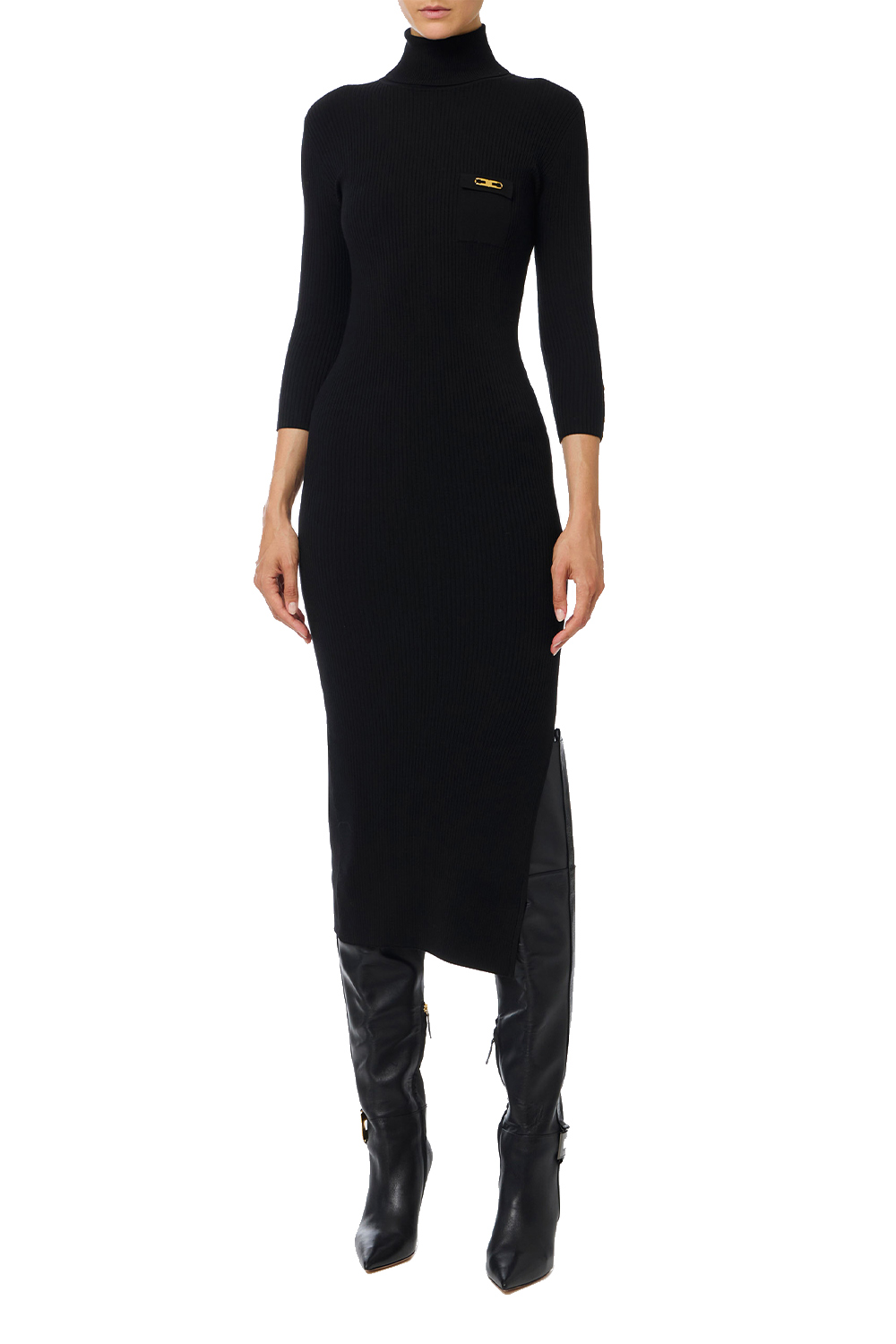 Abito in Maglia a Costine con Taschino