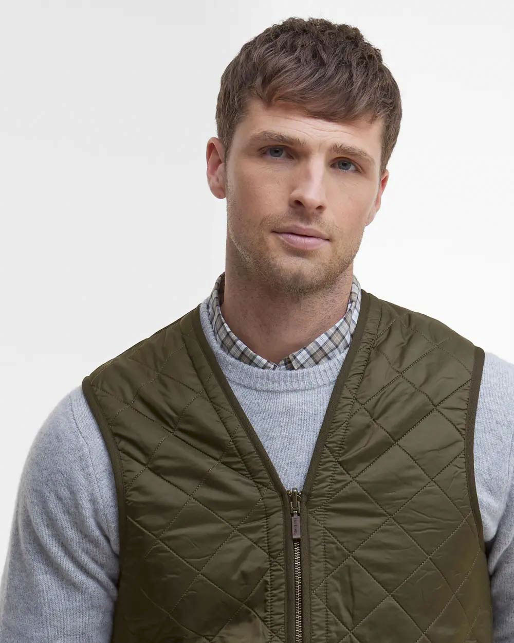 Gilet interno Barbour Polar Quilt verde militare trapuntato a rombi