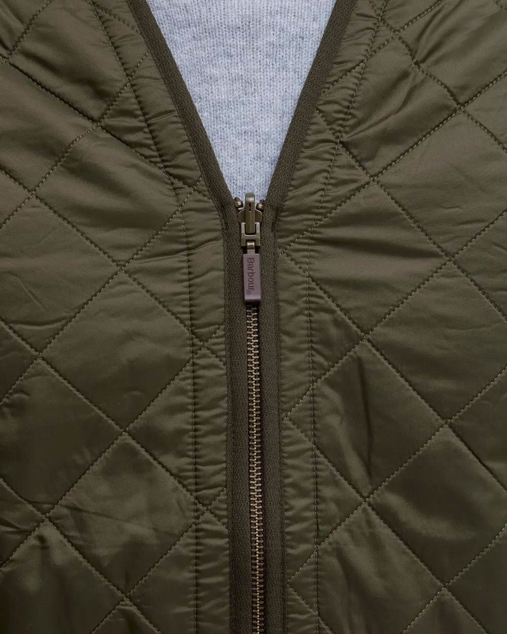 Gilet interno Barbour Polar Quilt verde militare trapuntato a rombi