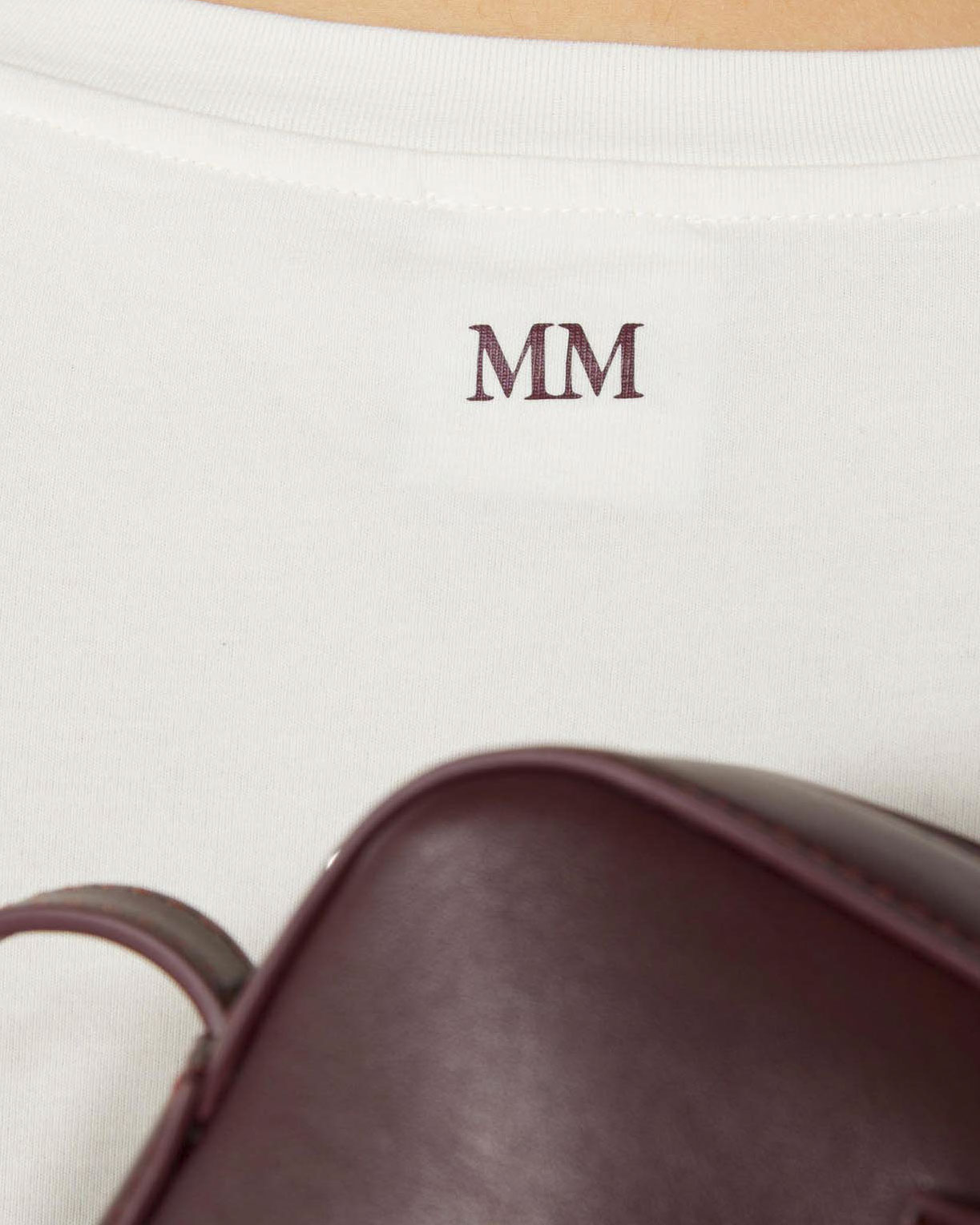T-shirt color avorio in jersey di cotone stretch organico MM Max Mara a maniche corte