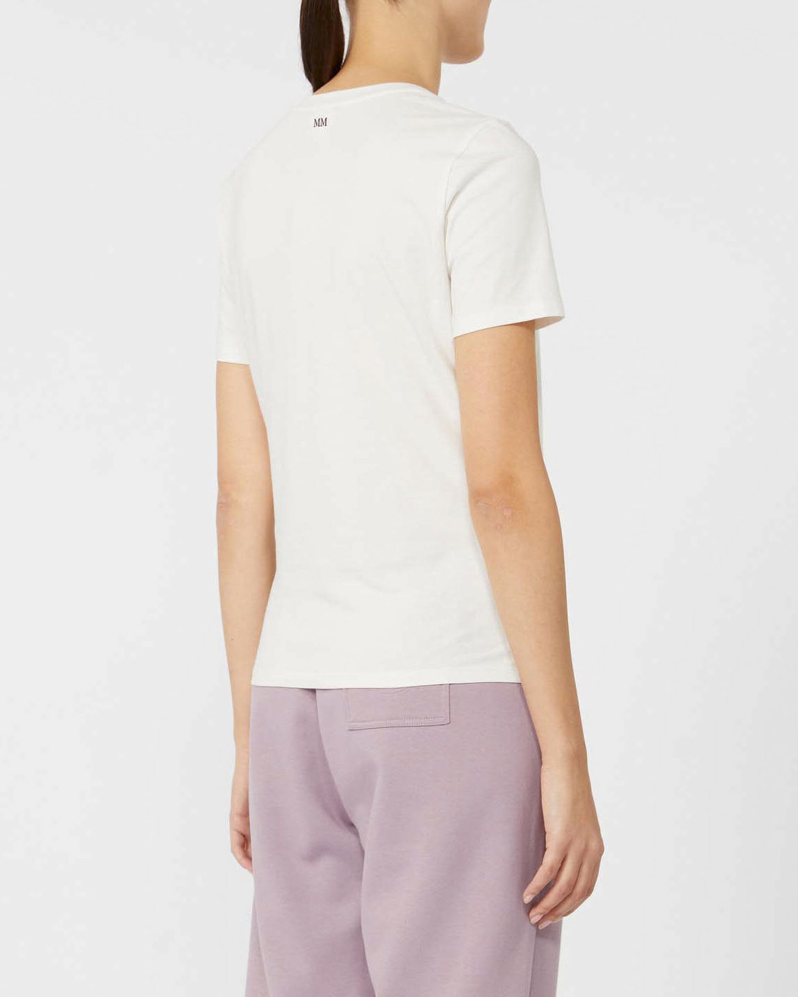 T-shirt color avorio in jersey di cotone stretch organico MM Max Mara a maniche corte