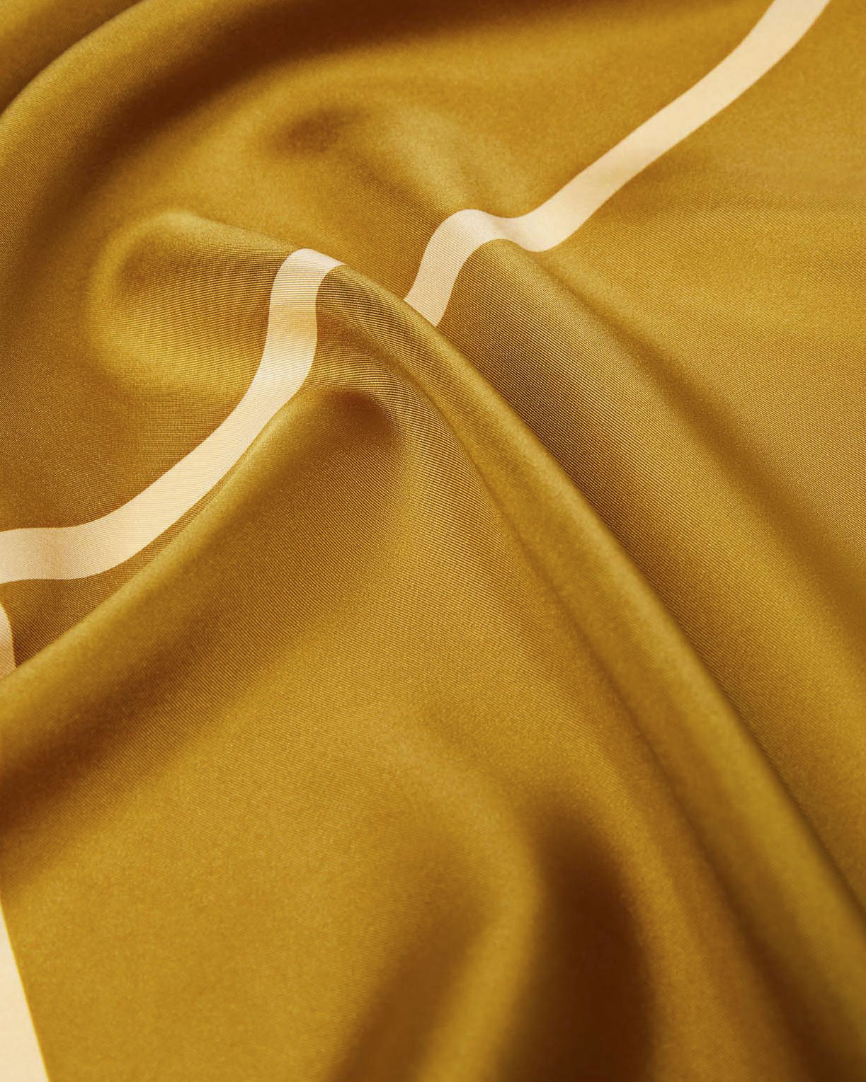 Foulard verde oliva in seta a motivo geometrico bianco MM Max Mara