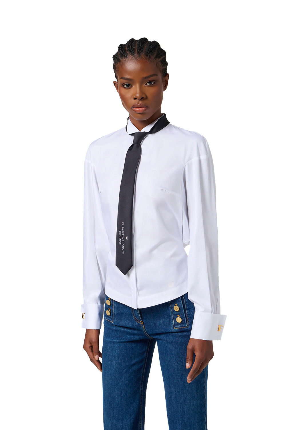 Camicia in Popeline di Cotone con Cravatta