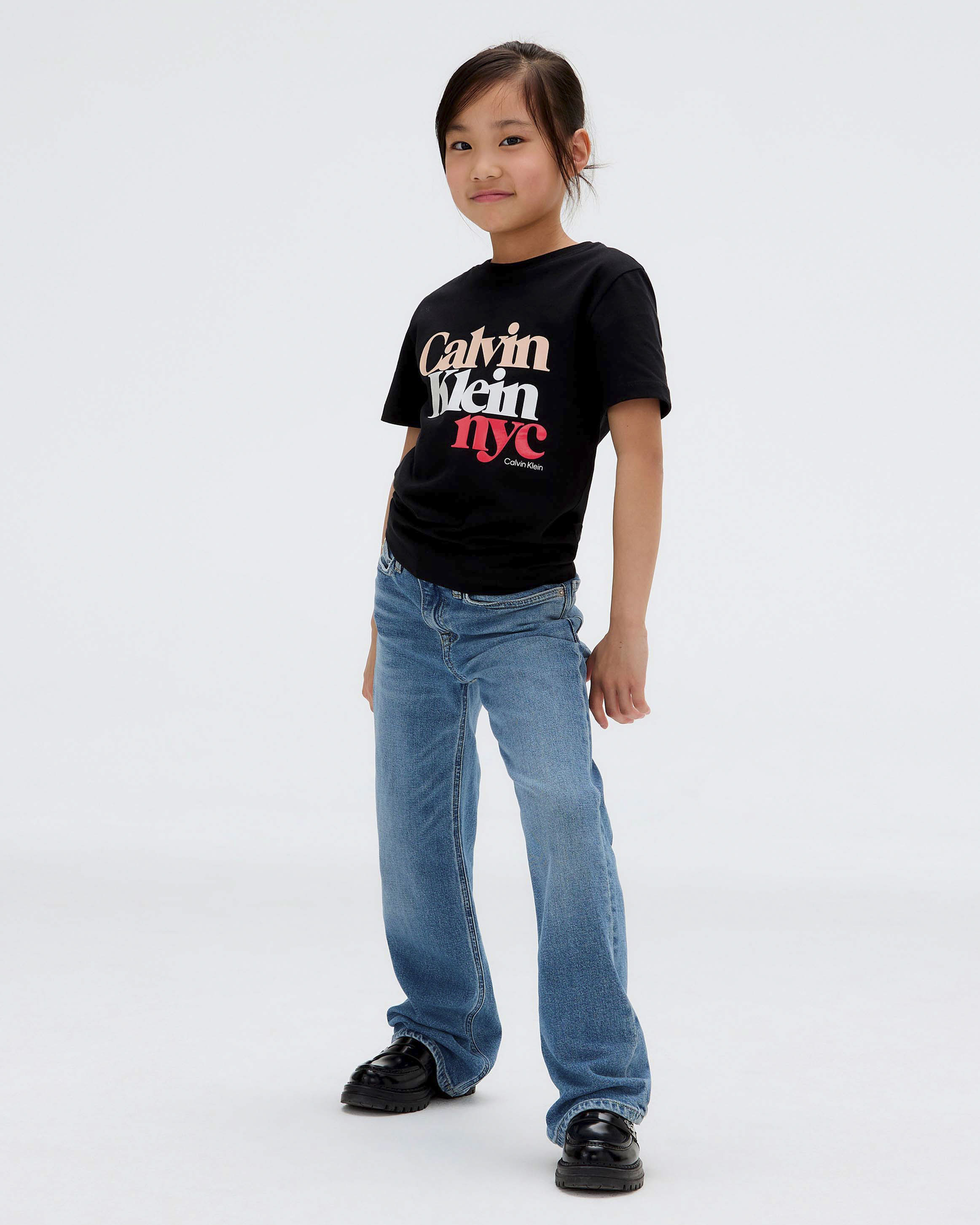 Jeans wide leg Calvin Klein lavaggio medio stone washed in cotone stretch