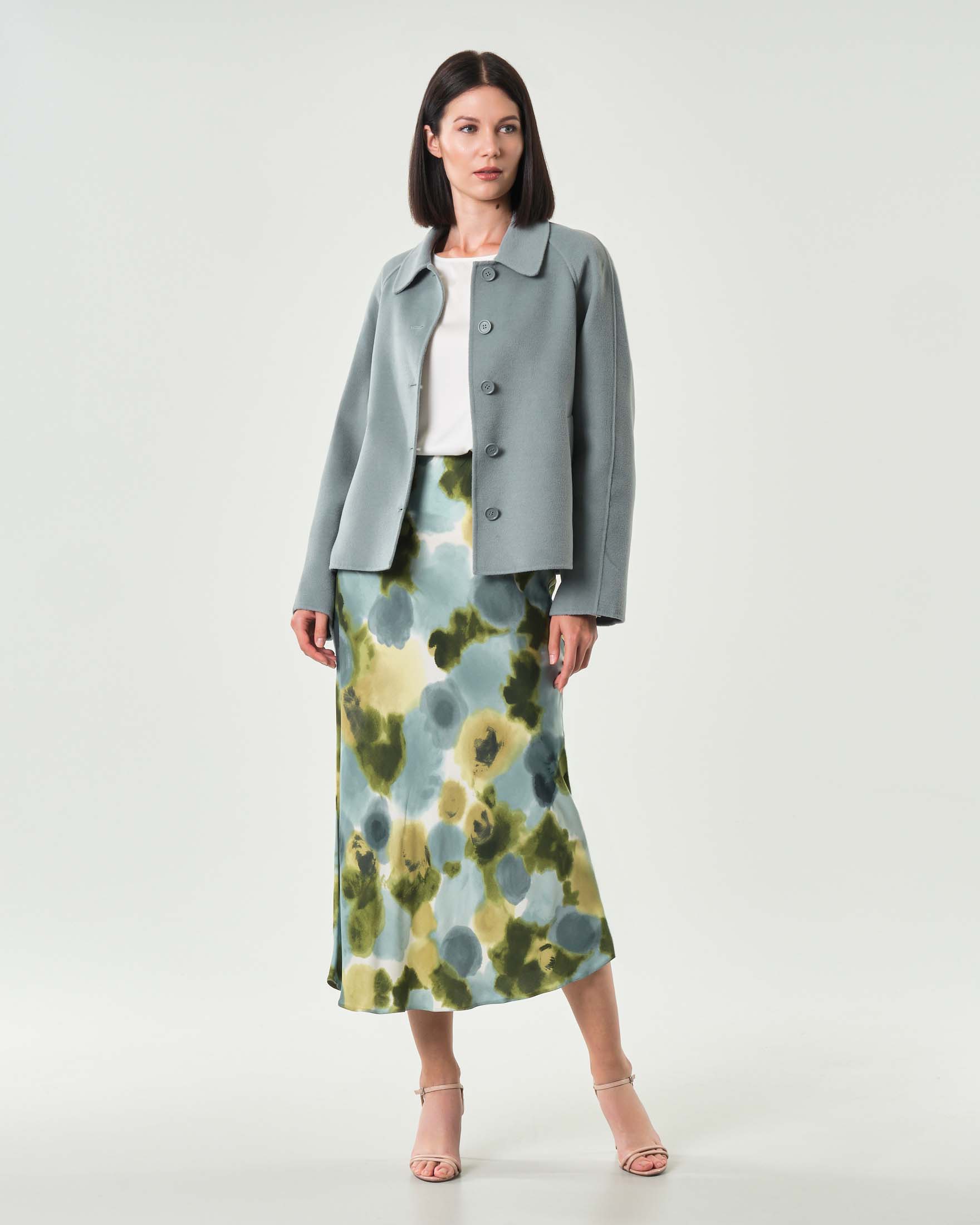 Caban azzurro Emme Marella in panno double con colletto a camicia