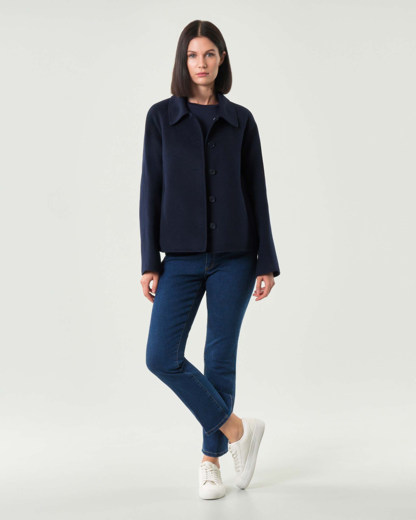 Caban blu Emme Marella in panno double con colletto a camicia