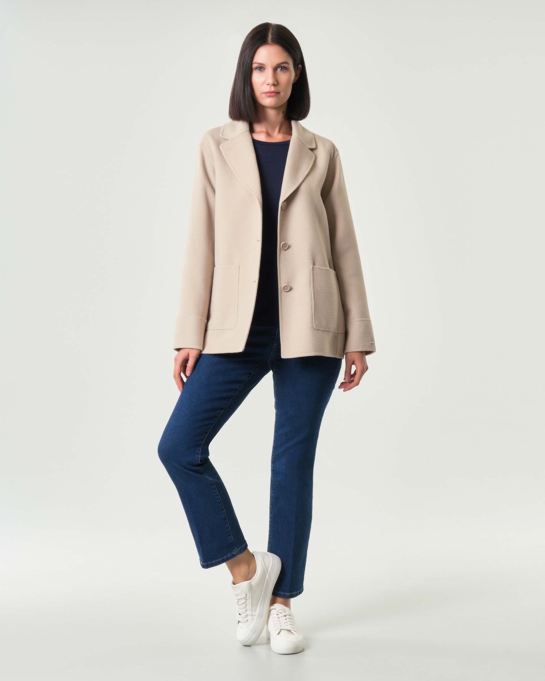 Blazer color sabbia Emme Marella in panno double con scollo a rever