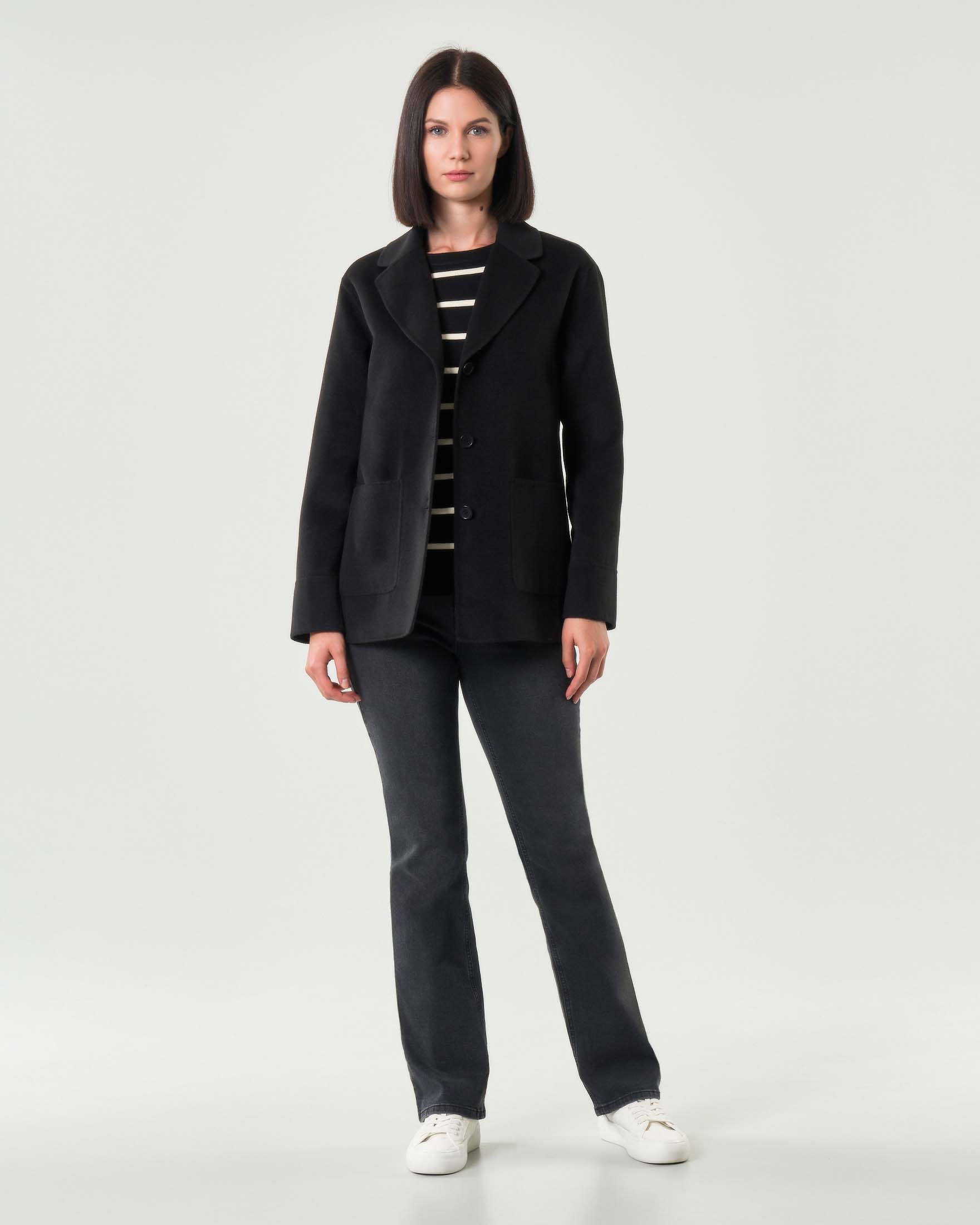 Blazer nero Emme Marella in panno double con scollo a rever