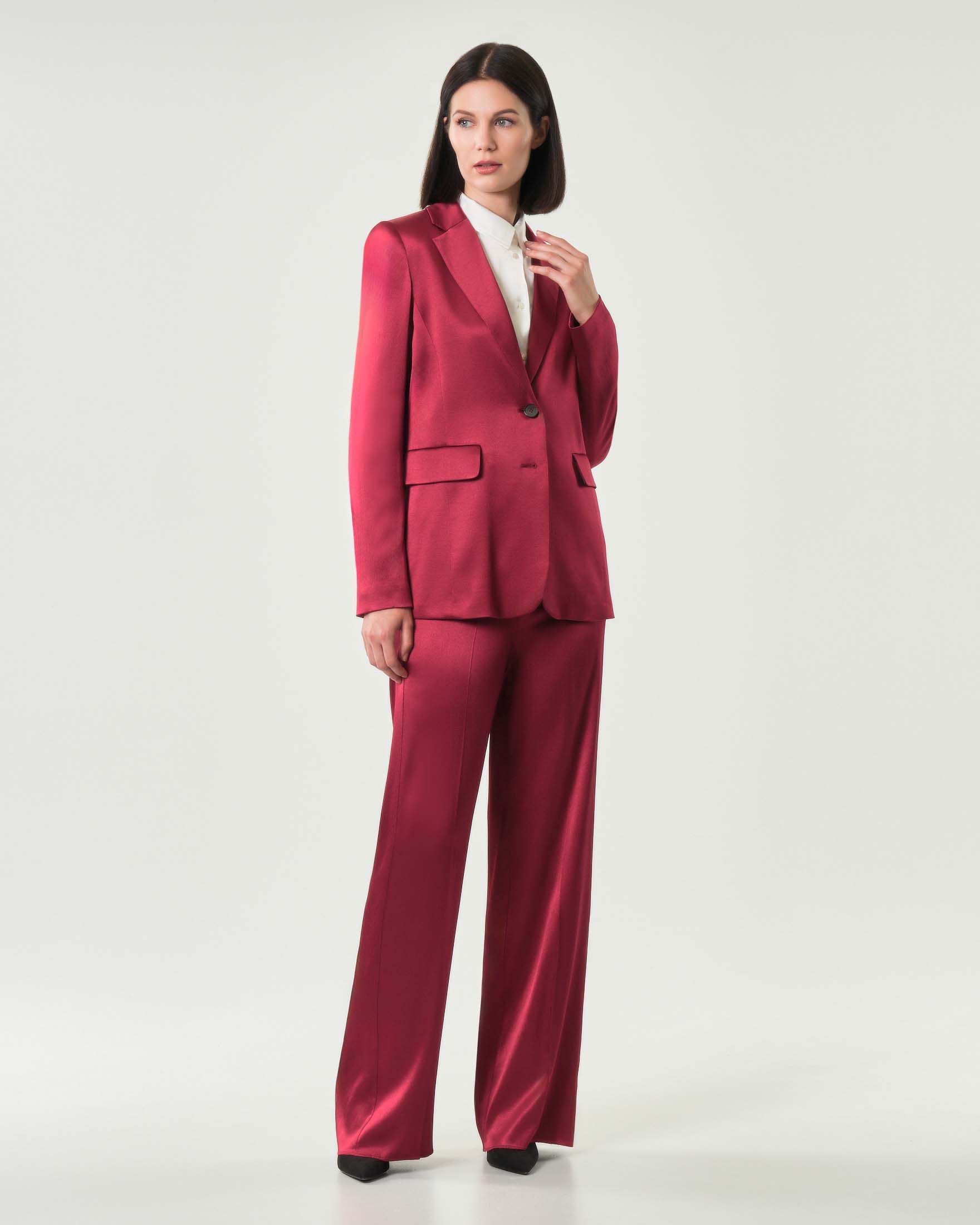 Blazer rosso Emme Marella in raso di misto viscosa con scollo a rever