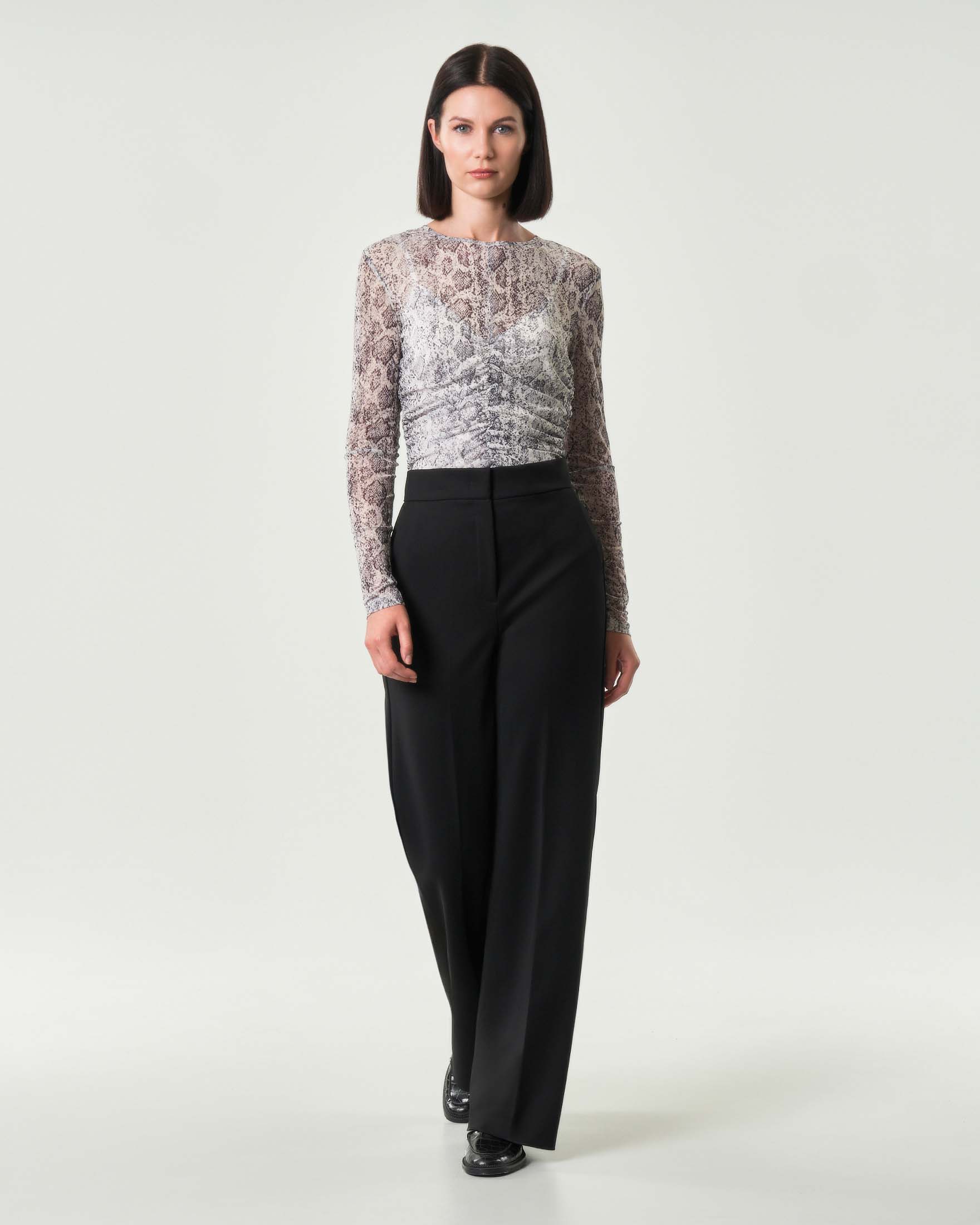 Pantaloni neri palazzo Emme Marella in jersey stretch a vita alta