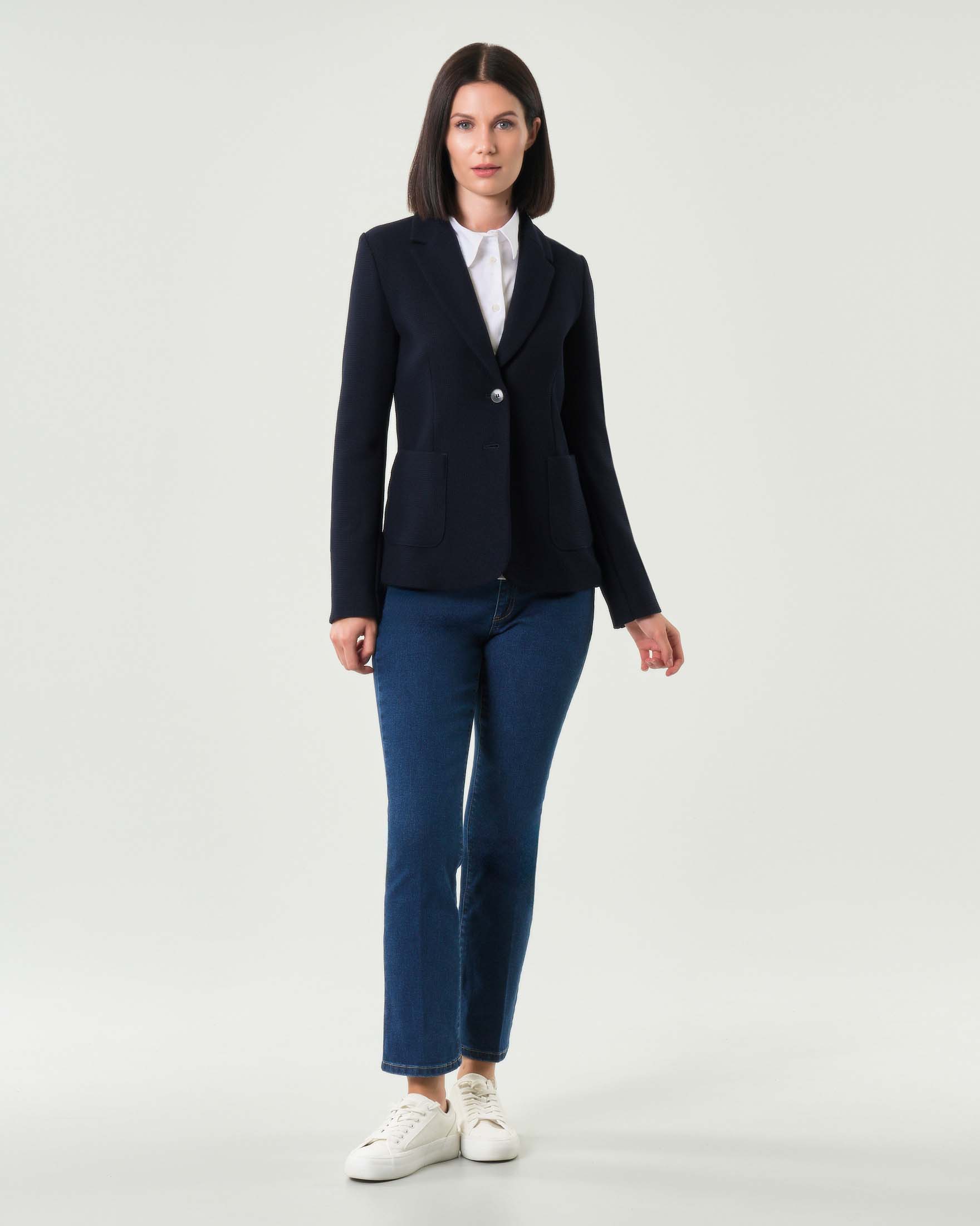 Blazer a due bottoni blu Emme Marella in misto viscosa a nido d'ape