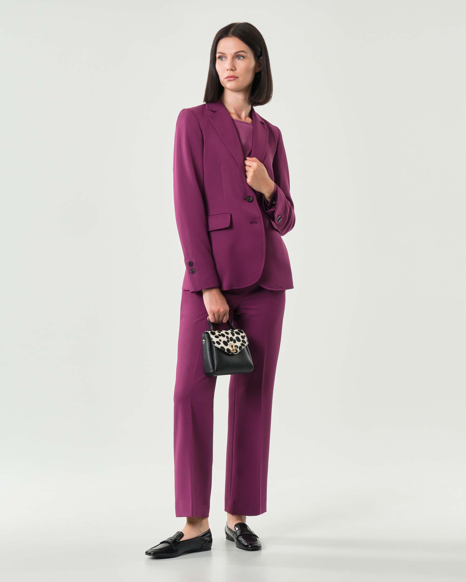 Blazer color ciclamino Emme Marella in tessuto diagonale stretch con scollo a rever