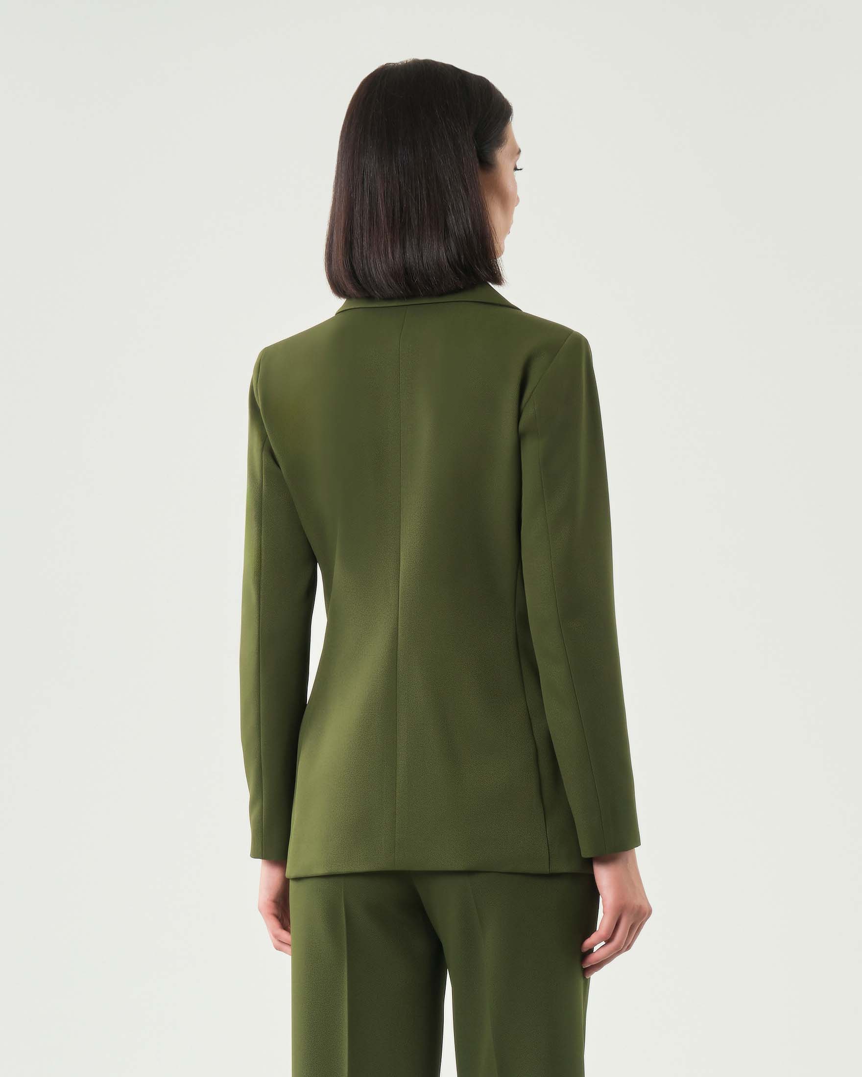Blazer verde bosco doppiopetto Emme Marella in tessuto diagonale