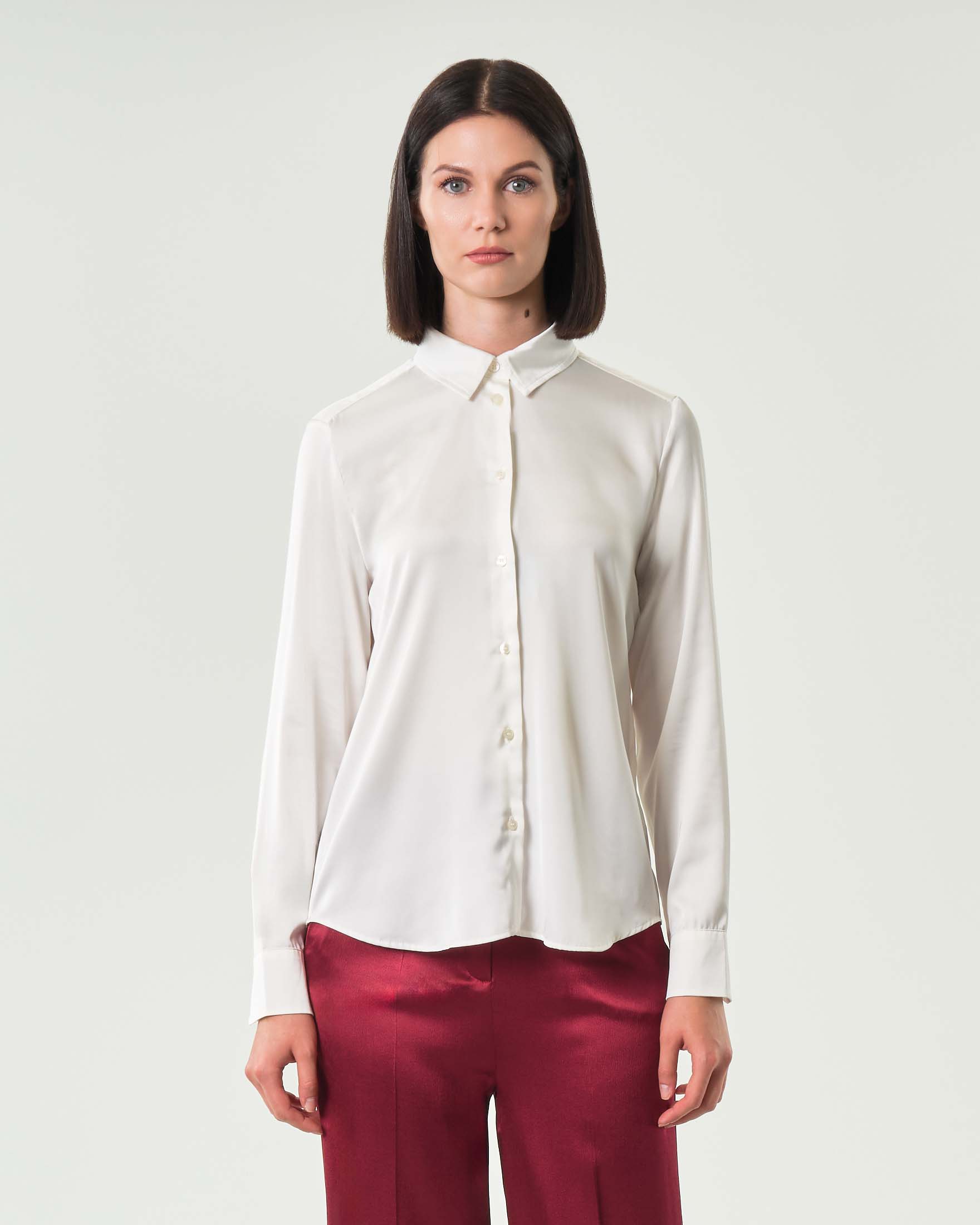 Camicia bianca Emme Marella in raso stretch con colletto classico