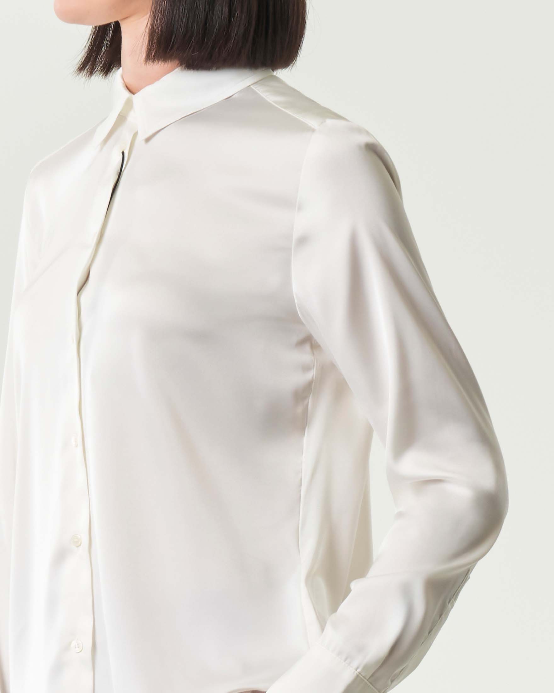 Camicia bianca Emme Marella in raso stretch con colletto classico