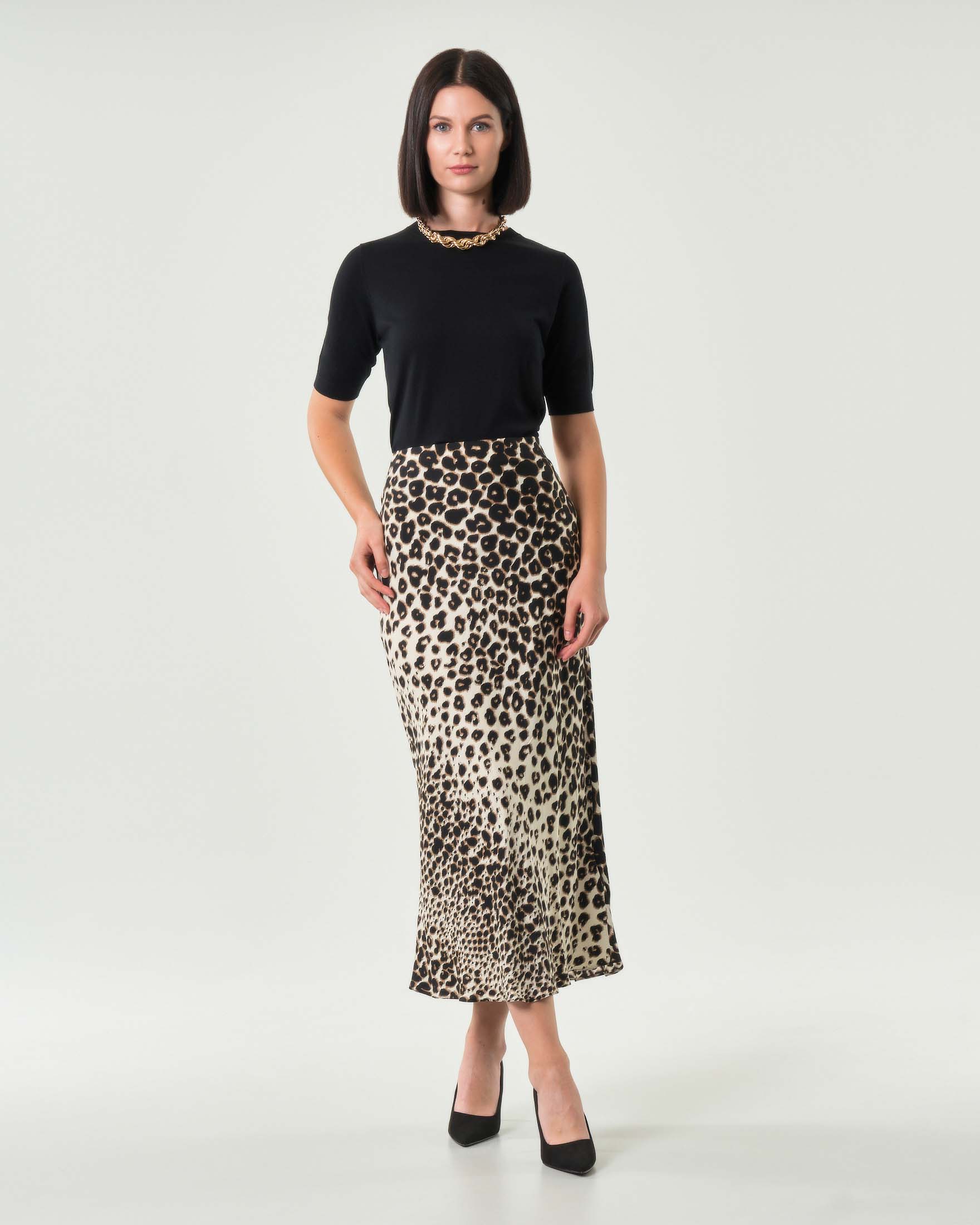 Gonna lunga Emme Marella a fantasia animalier in raso di viscosa