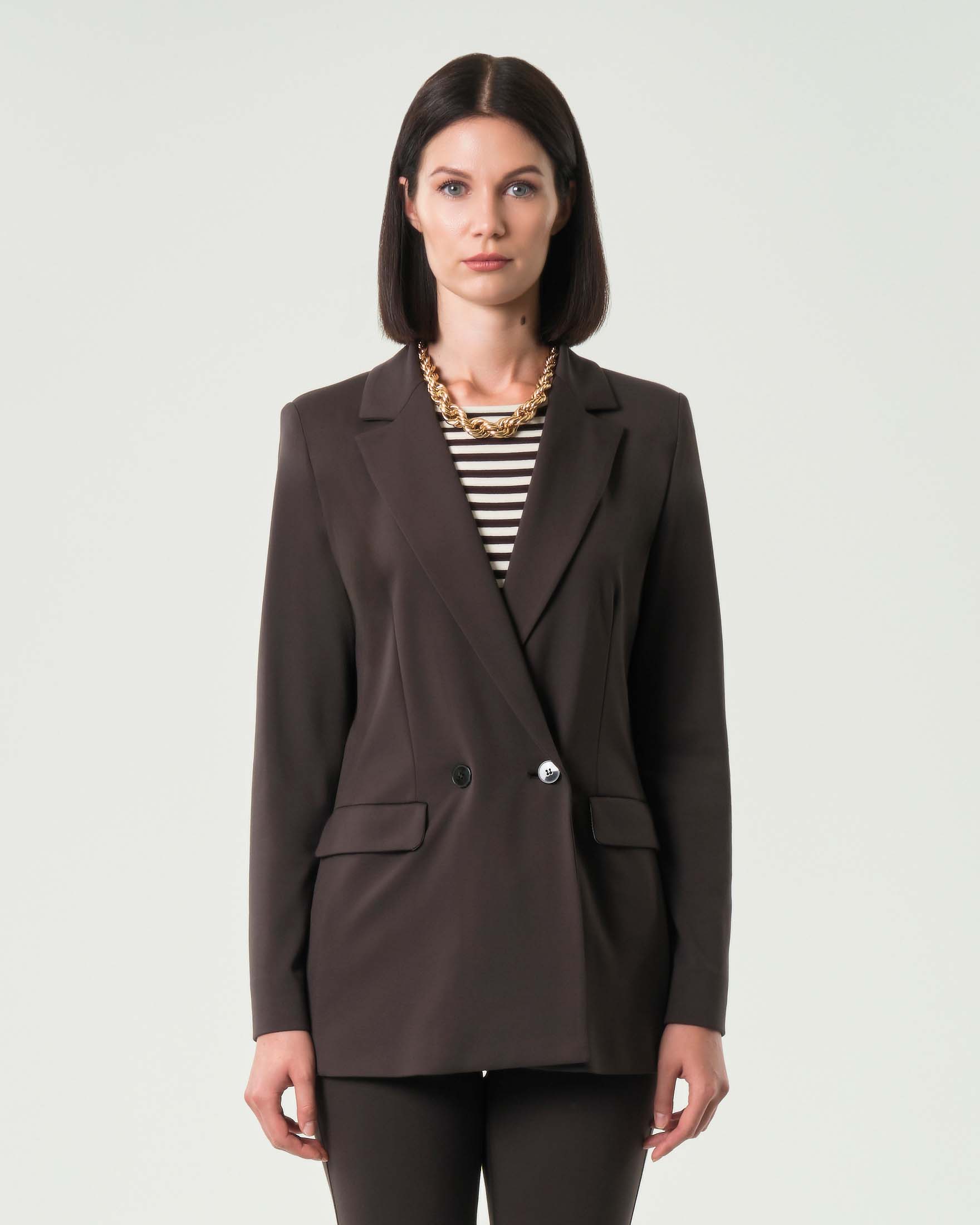 Blazer marrone doppiopetto Emme Marella in tessuto stretch punto Milano
