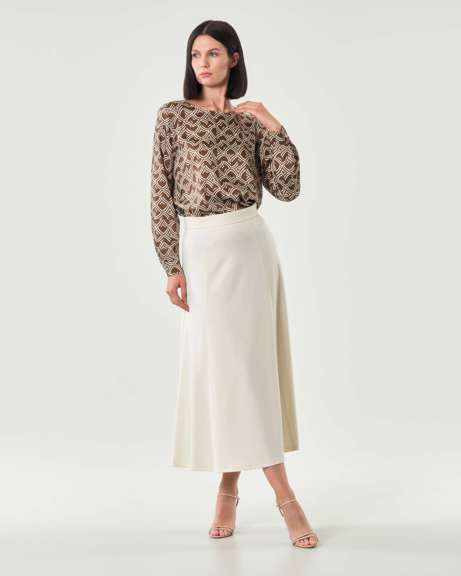 Gonna midi color panna Emme Marella dalla linea svasata in tessuto diagonale in misto viscosa