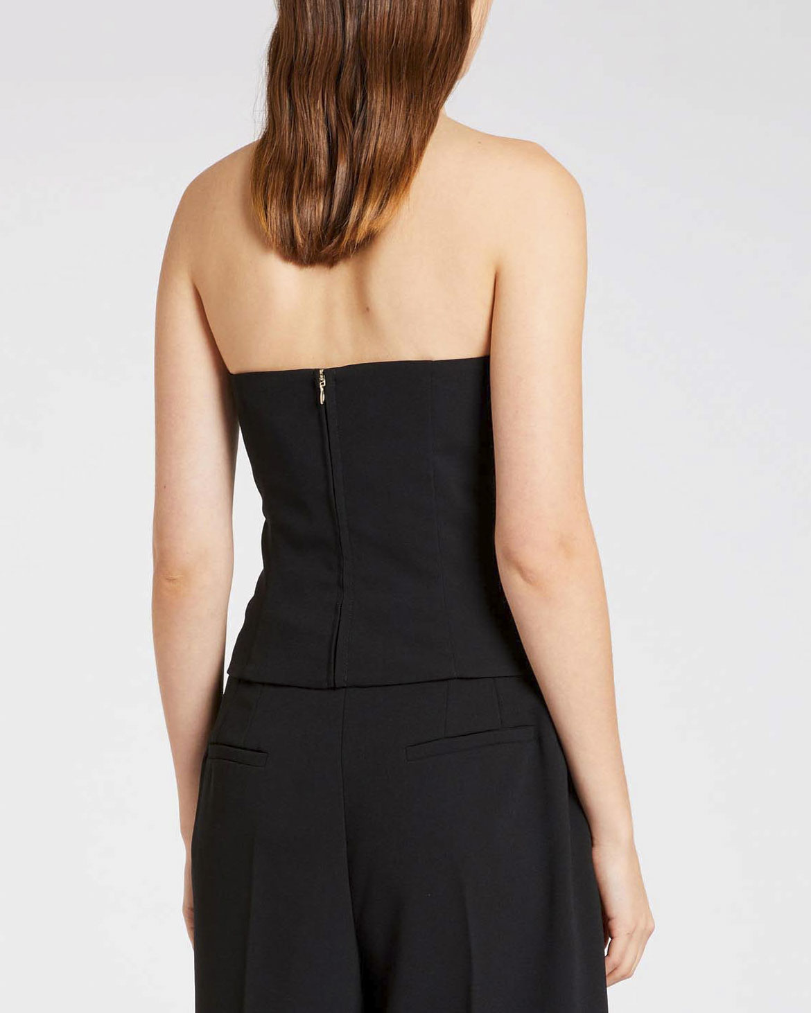 Top bustier nero Marella 365 in crêpe envers satin con scollo a cuore image