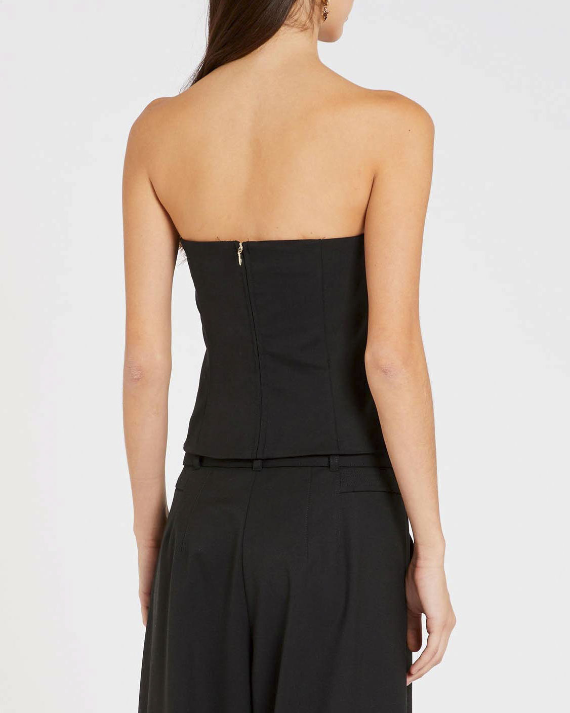 Top bustier nero Marella in tessuto diagonale bistretch in aglia misto lana image