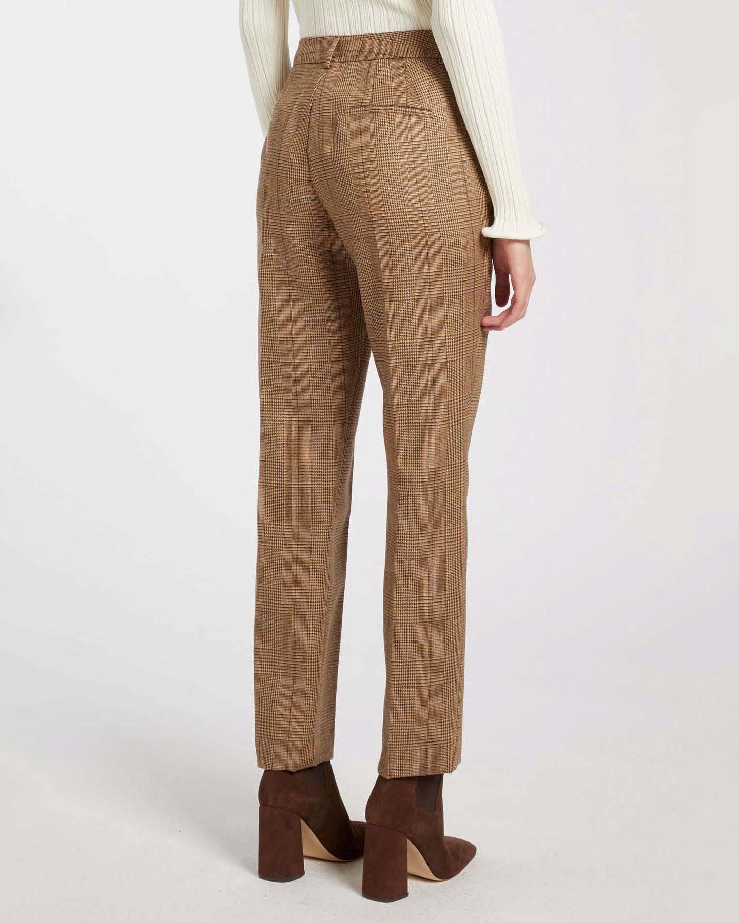 Pantaloni slim Marella in pura lana color cammello in Principe Galles image