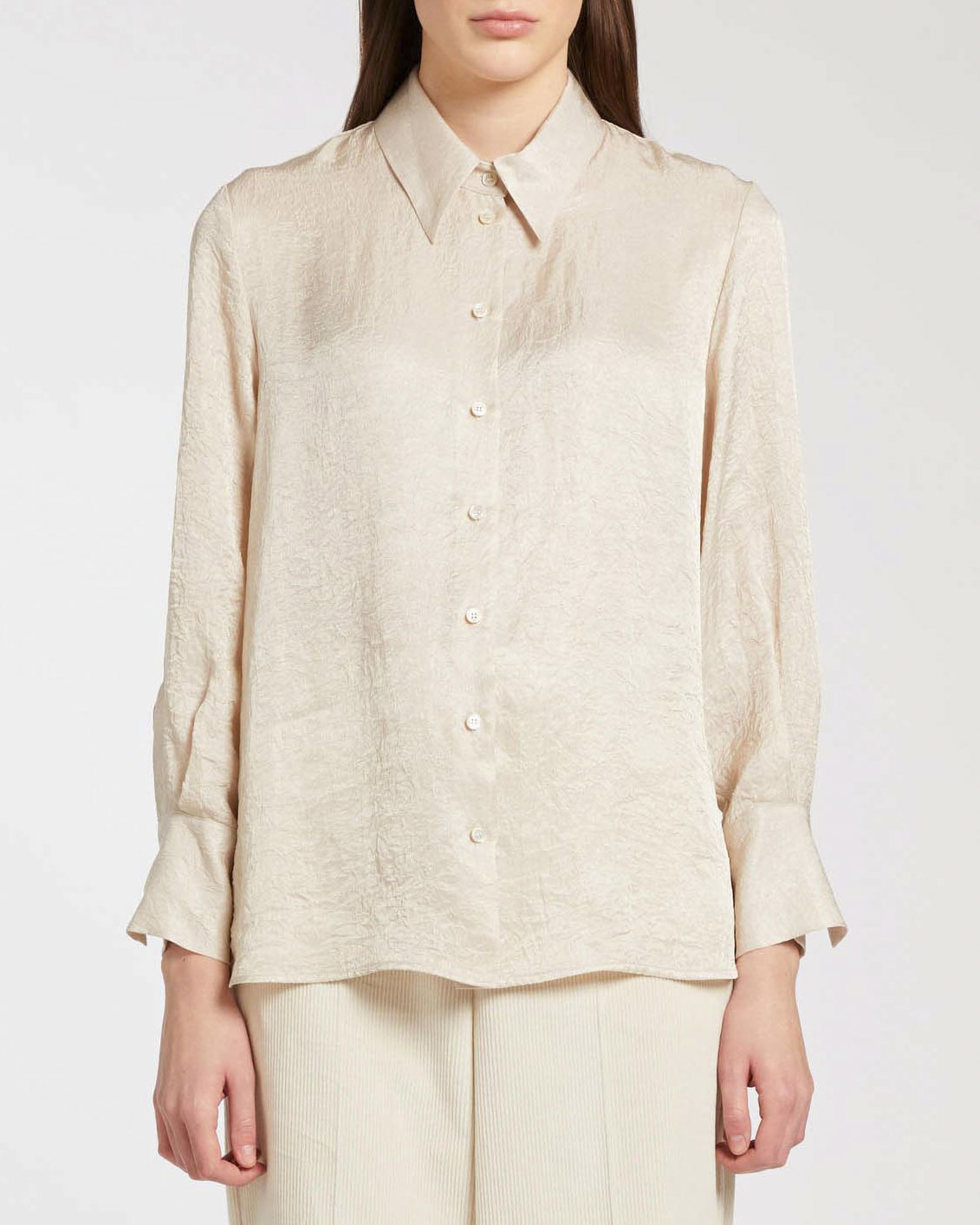 Camicia color gesso Marella in tessuto froisse con colletto classico