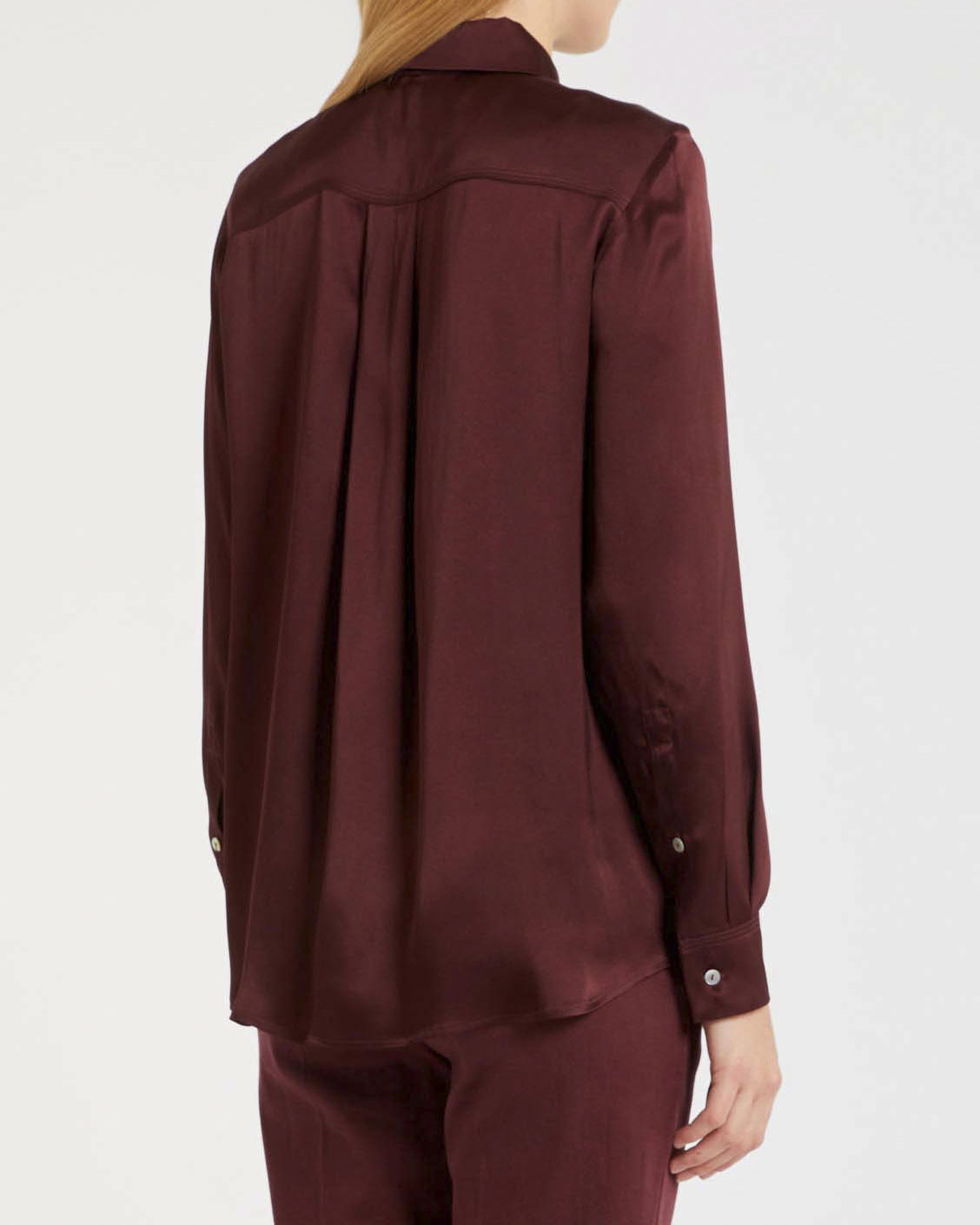 Camicia bordeaux Marella MONOCHROME in raso di misto seta con colletto classico image